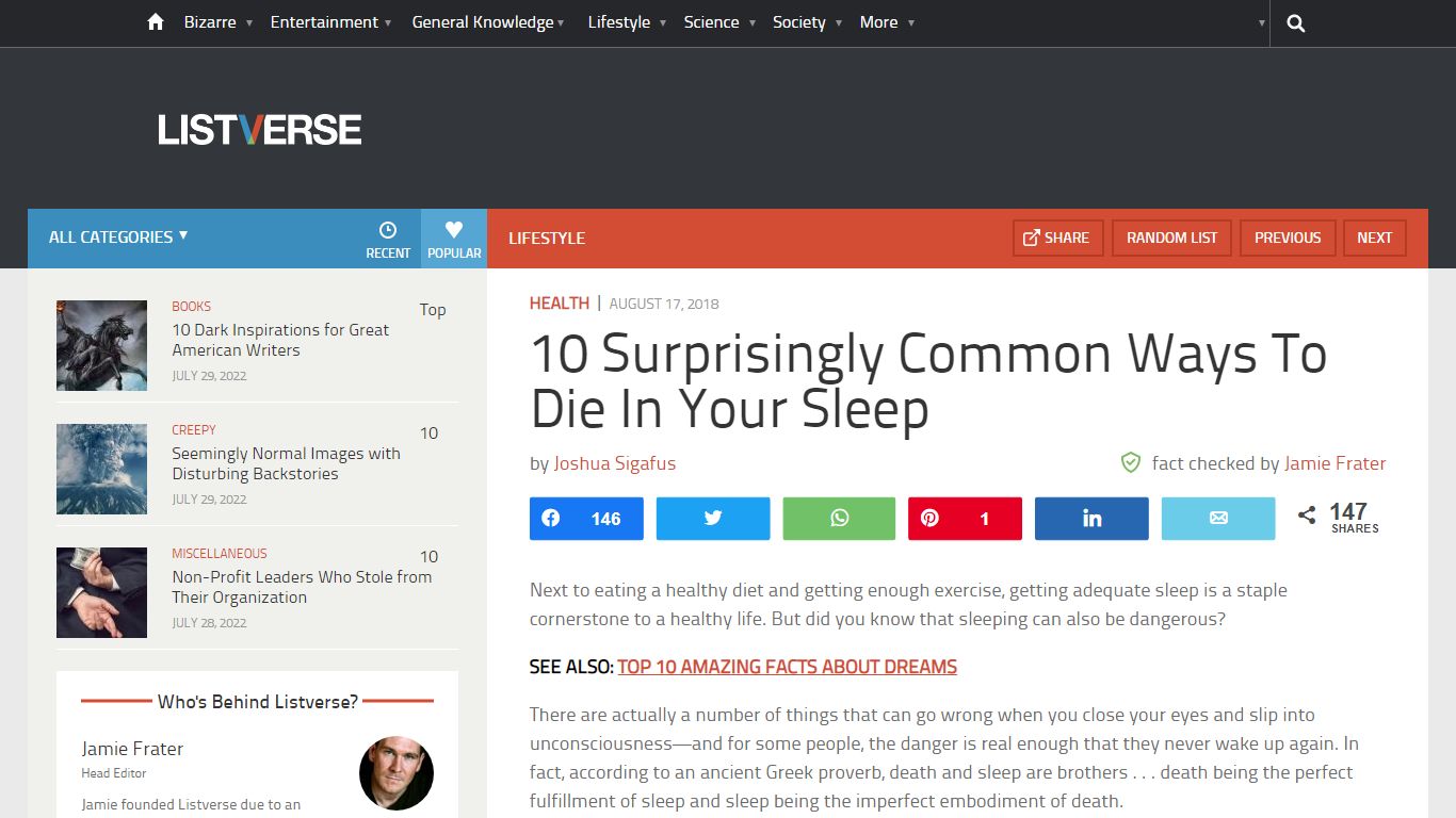 10 Surprisingly Common Ways To Die In Your Sleep - Listverse